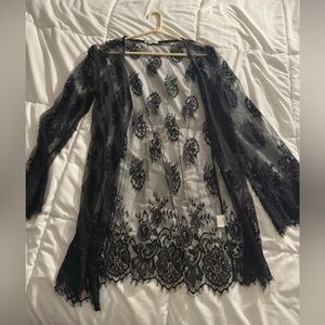 Black Lace Sheer Cardigan